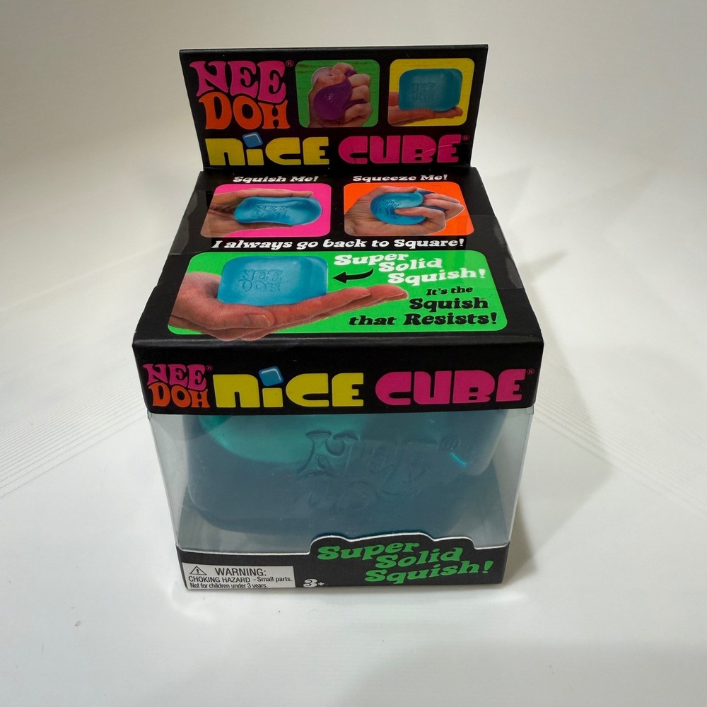 Schylling NeeDoh Nice Cube Blue Super Solid Squish Toy New